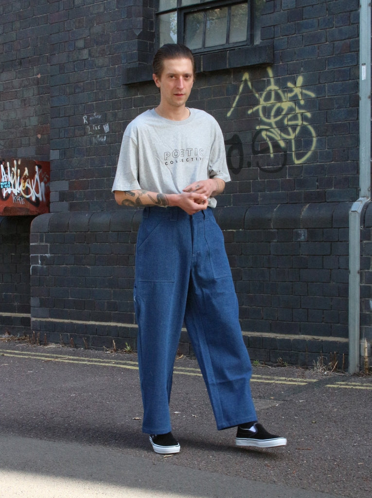 Poetic collective - painter pants - light denim - wide leg - baggy fit jeans grind supply company uk