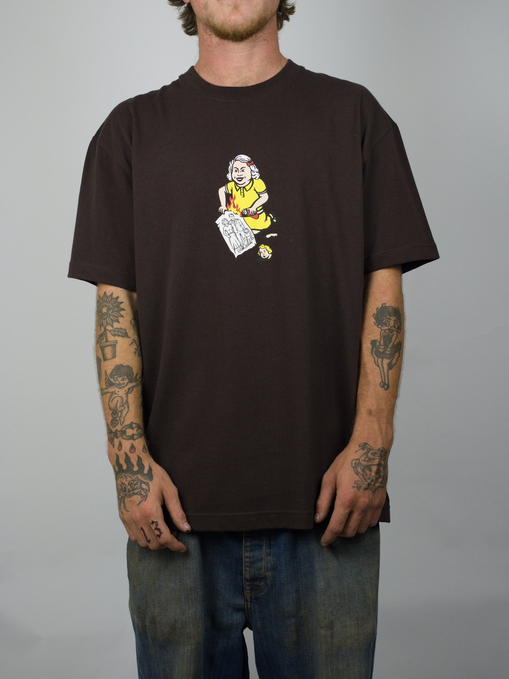 Polar skate co - family affair tee shirt - heavyweigt chocolate brown cotton