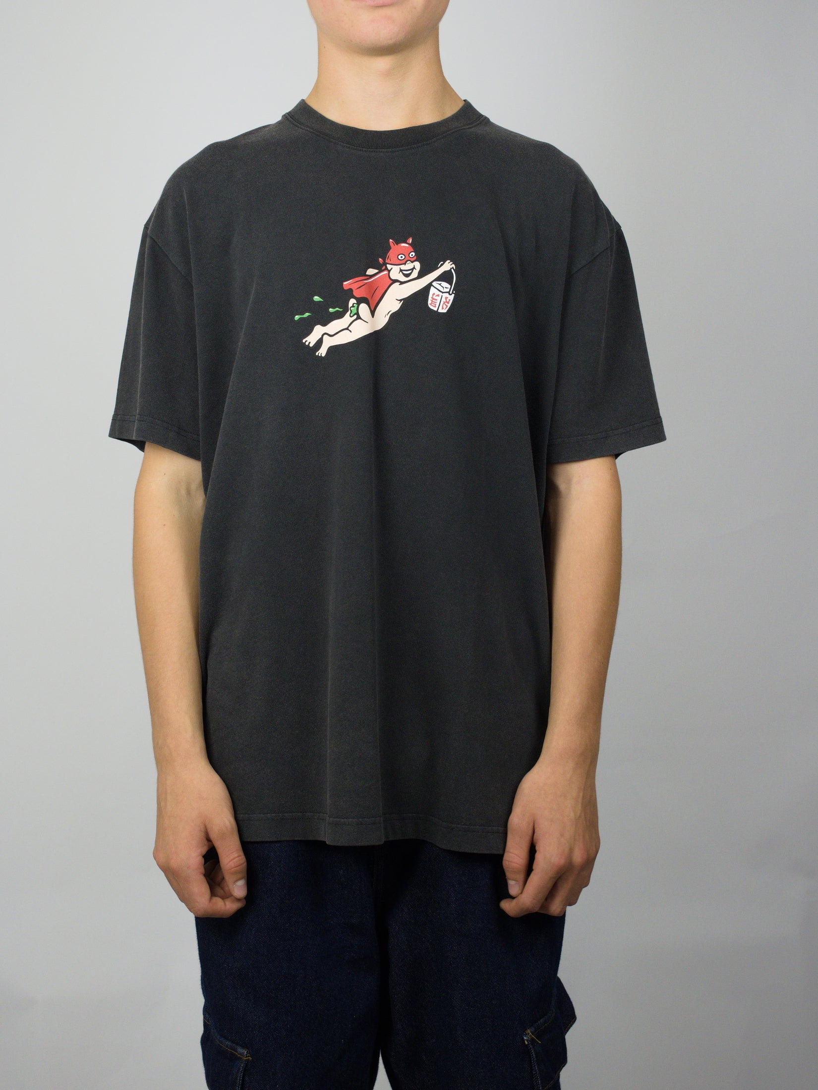 Polar skate co - take away tee shirt - heavyweight silver black cotton