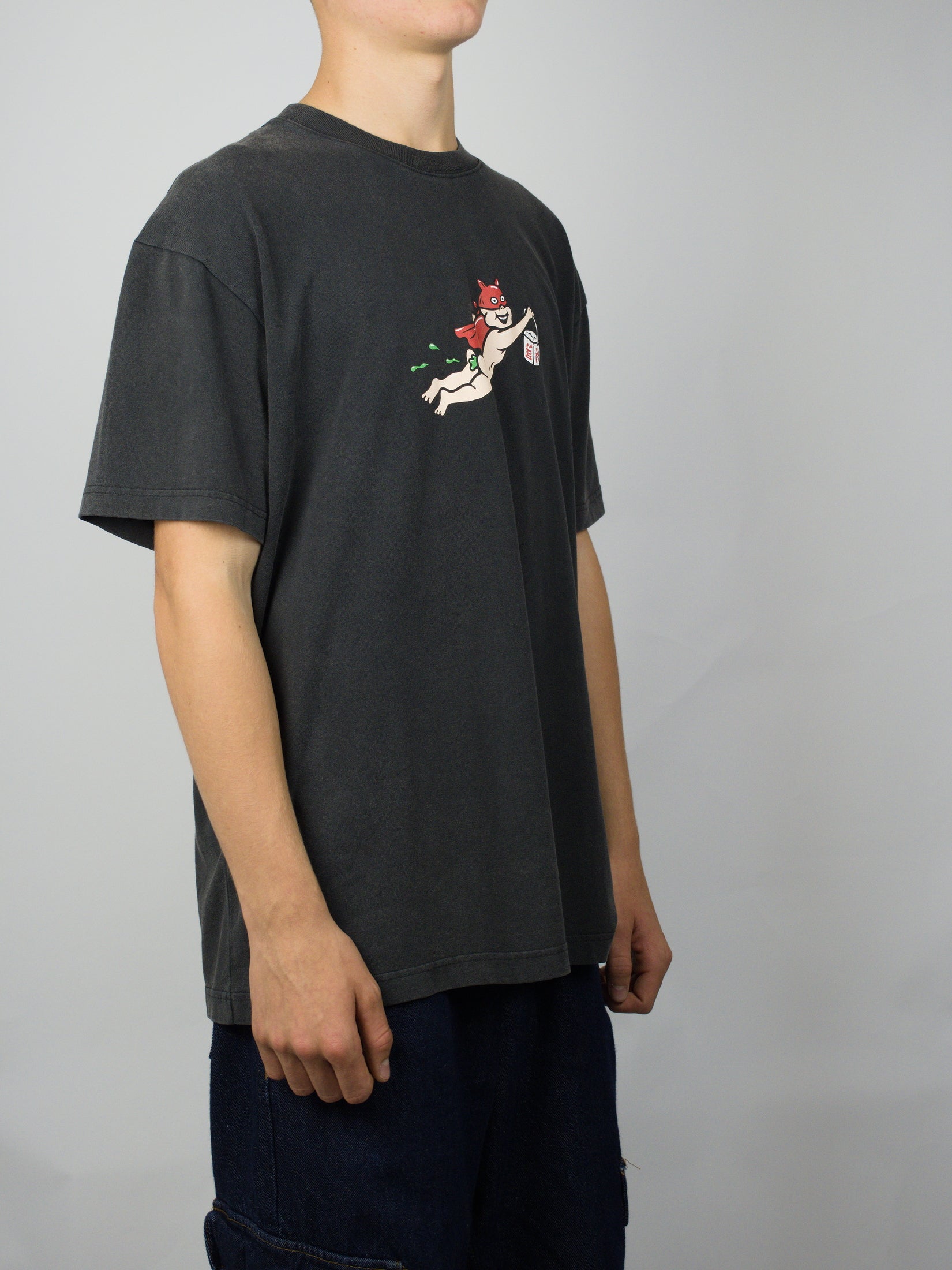 Polar skate co - take away tee shirt - heavyweight silver black cotton