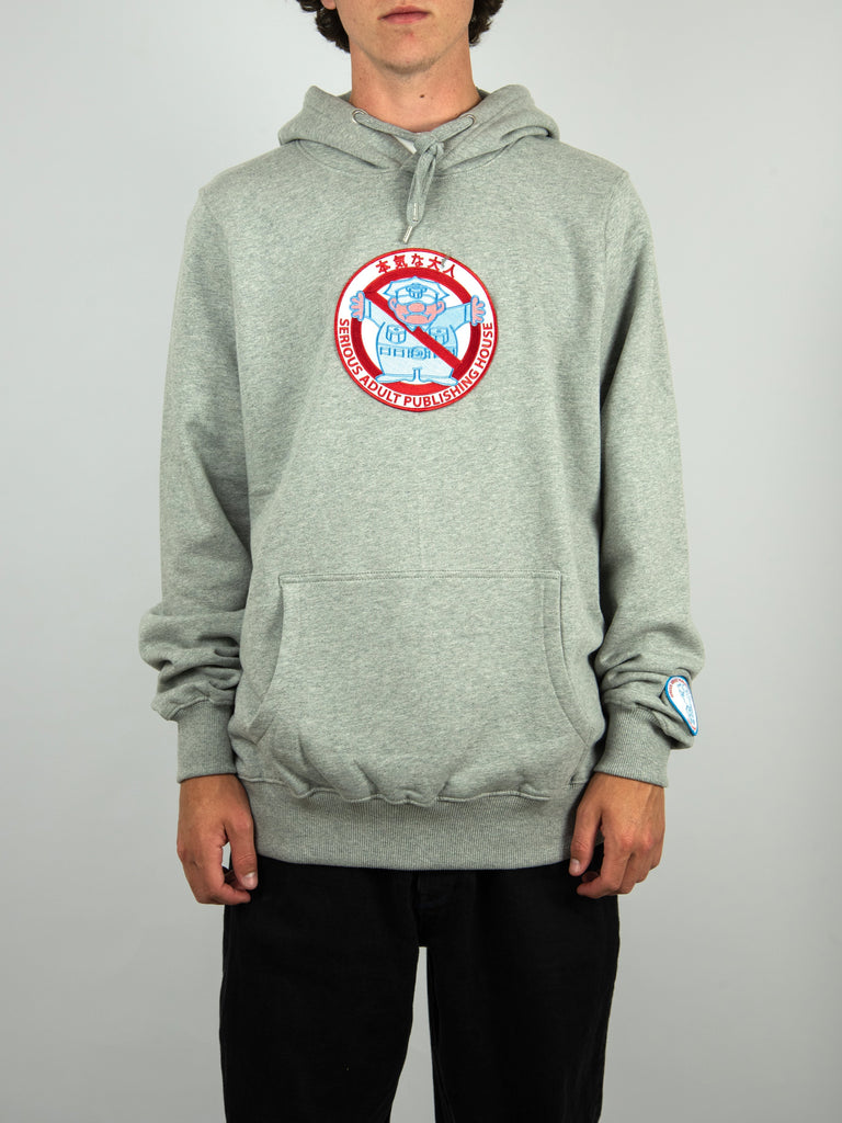 Serious Adult - Stop Cop’s Heavyweight Hooded Sweatshirt Grey Melange Fast Shipping Grind Supply Co Online Skateboard Shop