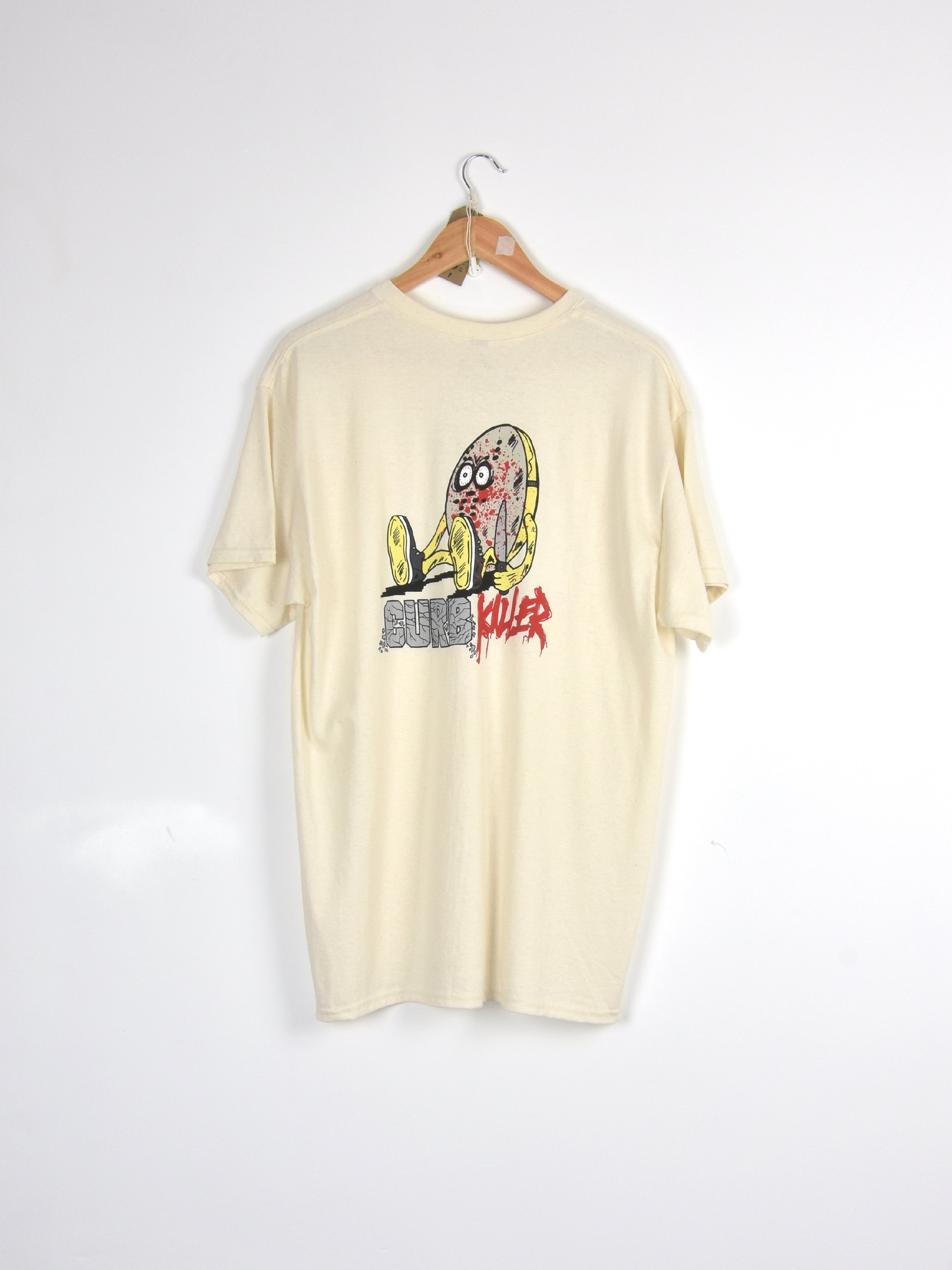 Slappy trucks - curb killer tee shirt - natural cotton cream-colored t-shirt colorful