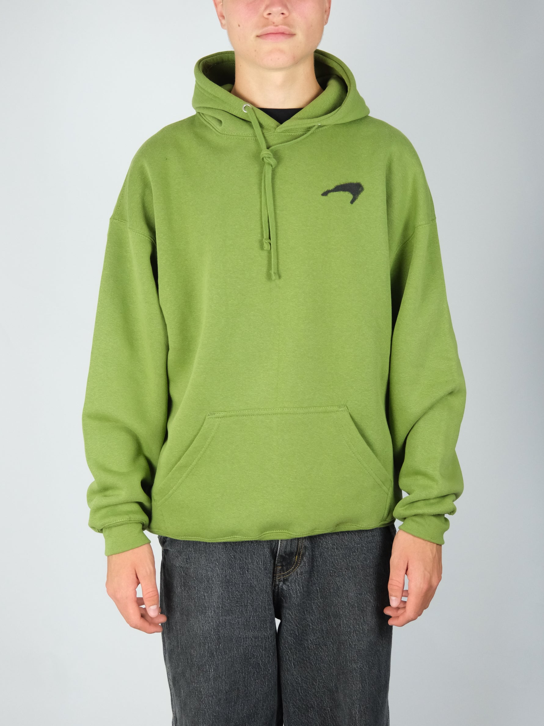 Snack - ’alive overspray’ heavyweight 10 oz cotton hoodie - moss green