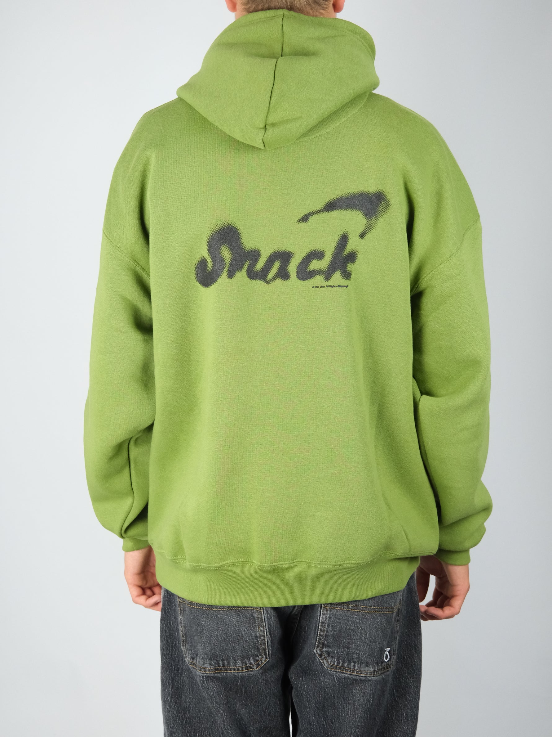 Snack - ’alive overspray’ heavyweight 10 oz cotton hoodie - moss green