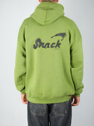 Snack - ’alive overspray’ heavyweight 10 oz cotton hoodie - moss green