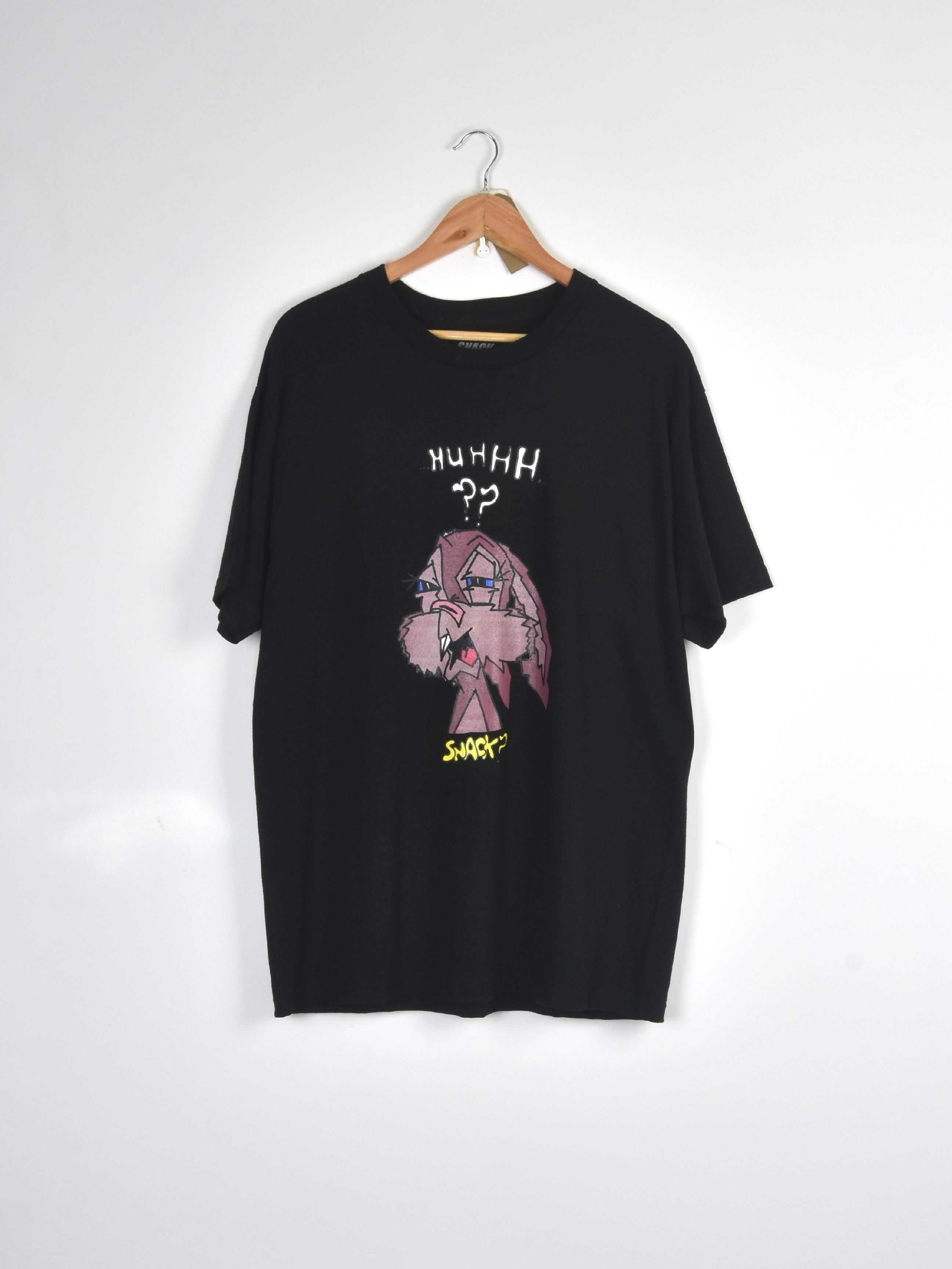 Snack - buns tee shirt - black - heavyweight cotton black t-shirt pink