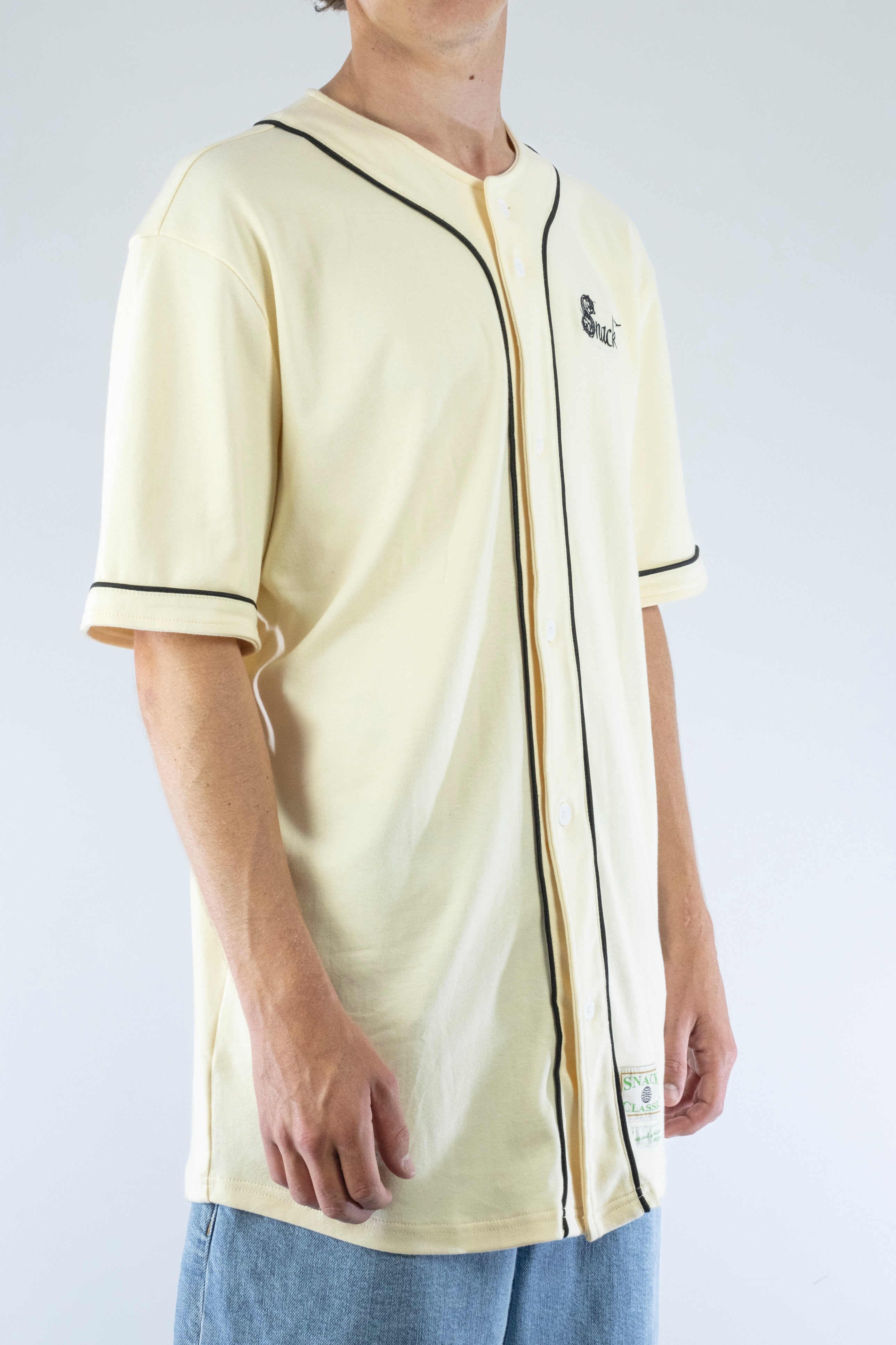 Snack - fine garments baseball jersey - cream & black - xl last cream-colored baseball-style jersey