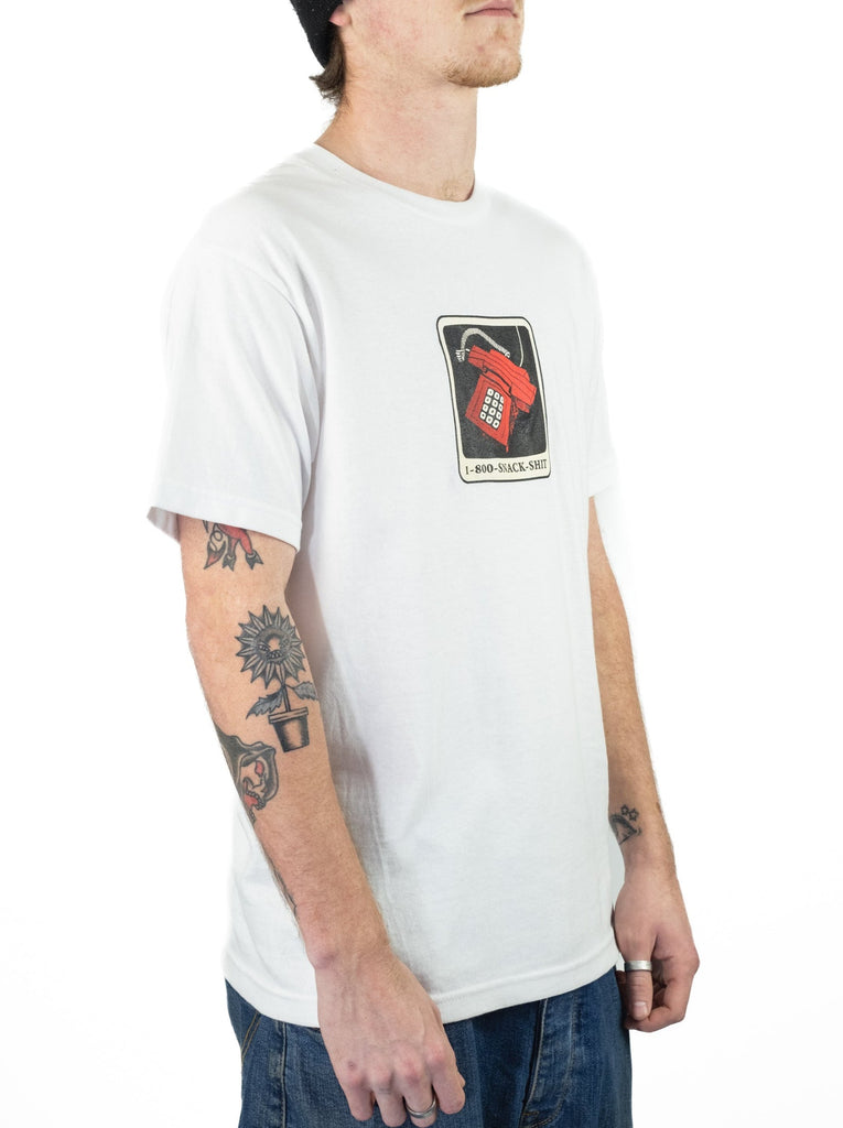 Snack Skateboards - 1 - 800 - number White Heavyweight Cotton Tee Shirt Fast Shipping 1 800 Number Grind Supply Co Online Skateboard Shop