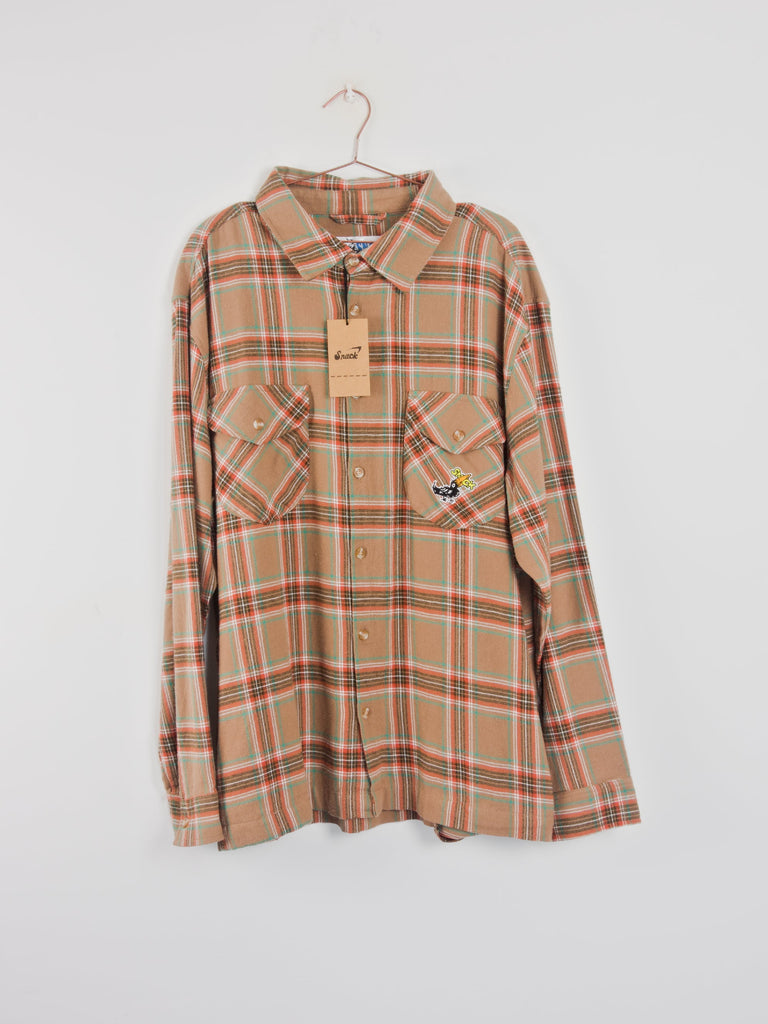 L snack skateboards - blackbird - button up flannel shirt - large last one shirts & tops grind supply company uk