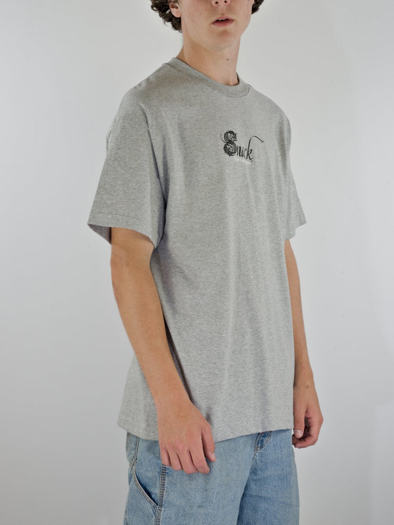 Snack Skateboards - Fine Garments Tee - Heather Grey Fast Shipping - Grind Supply Co - Online Skateboard Shop