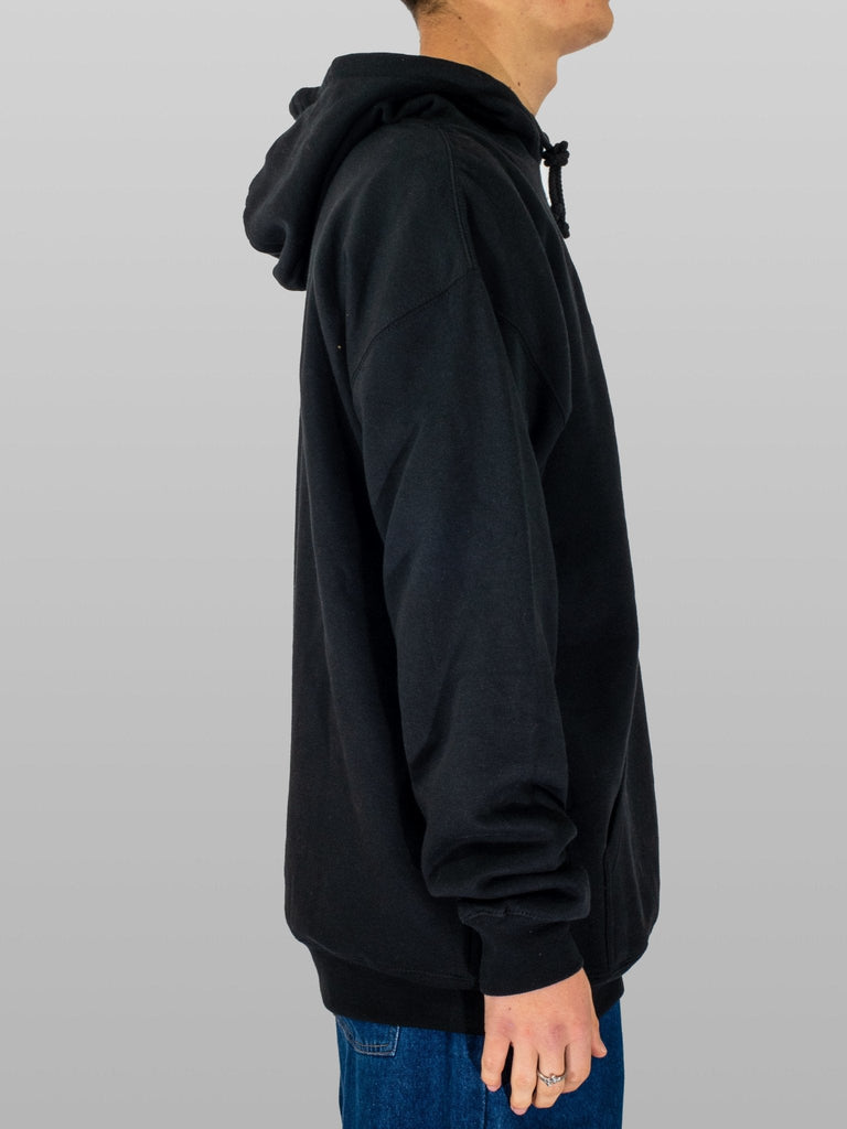 Black hooded sweatshirt from Snack Skateboards made of ultra heavy fleece