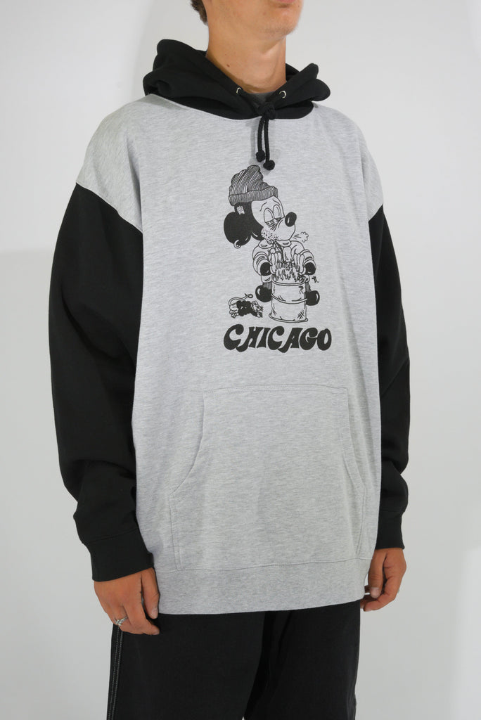 Snack Skateboards - Seein The Sights - Chicago - Heavweight Fleece - Hoodie - Grey Black Fast Shipping