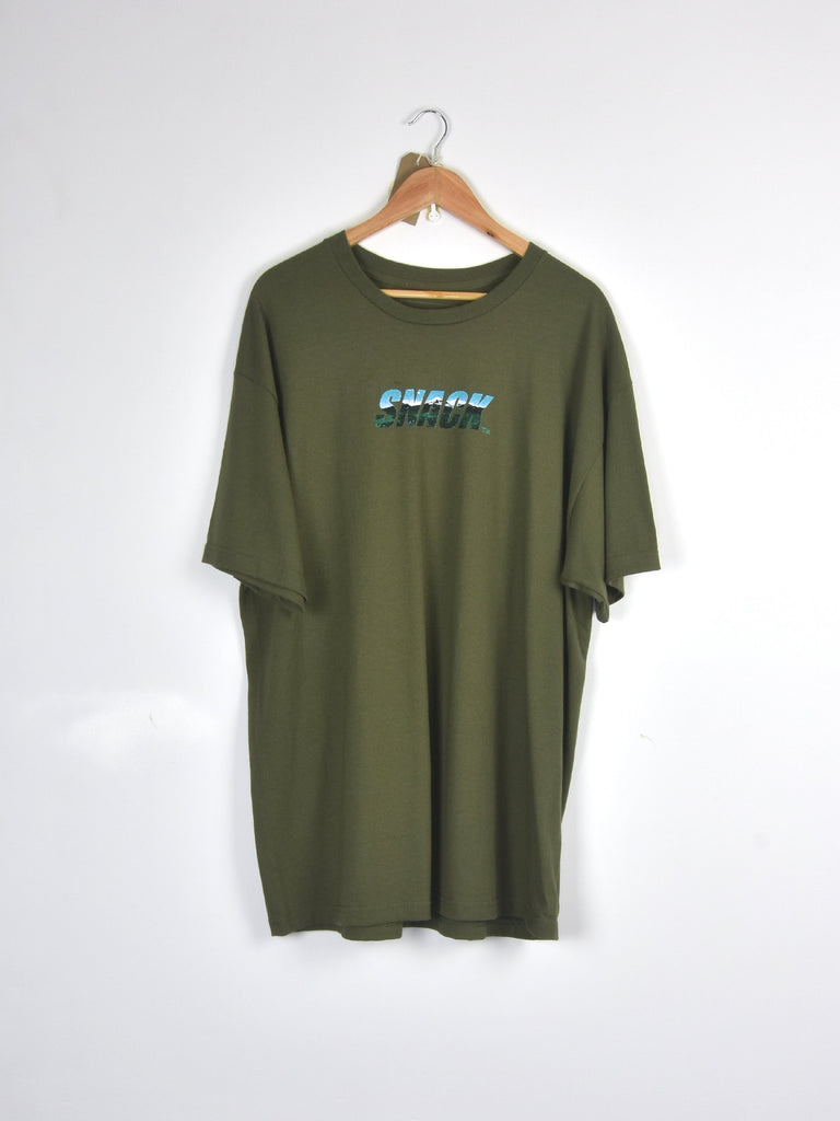 Snack skateboards - terrain tee shirt - forest green t grind supply company uk