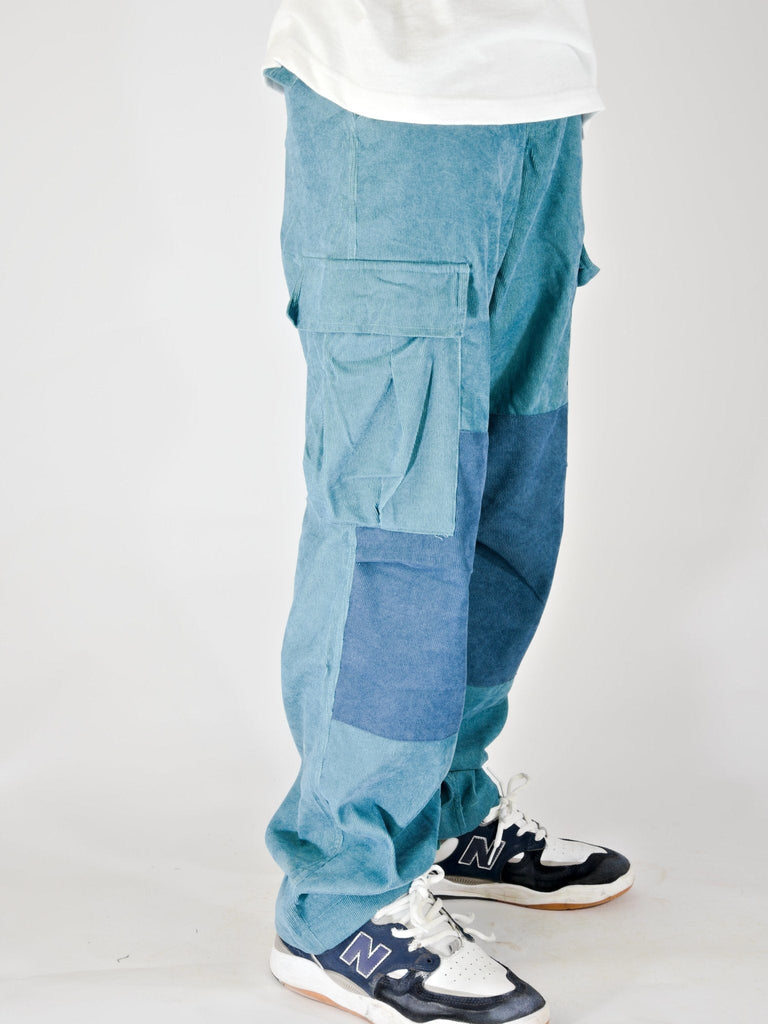 Xl snack skateboards - unlock coduroy cargo pants - sky blue - baggy fit pant grind supply company uk