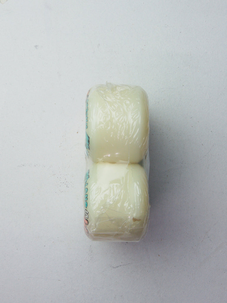 Two white marshmallows stacked on top of each other.