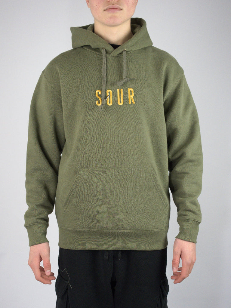 Sour solution army pull over hoodie olive green - heavyweight skate grind supply company uk