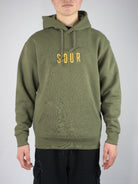 L sour solution army pull over hoodie olive green - heavyweigt - last one size only