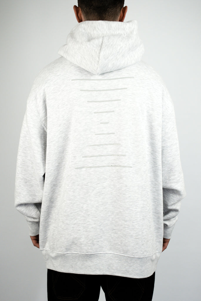 Back view of Sour Solution Heather Grey Hoodie with burgundy lines design