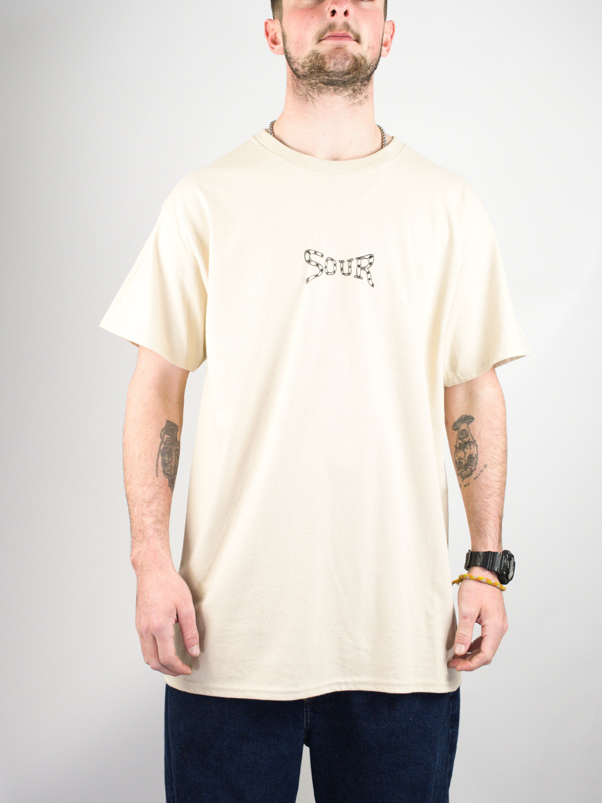 Sour solution - sourweb tee shirt - sand cream-colored t-shirt graphic