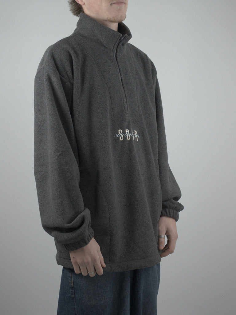 Gray quarter-zip fleece pull featuring SOUR embroidery from Sour Solution Spot Hunter