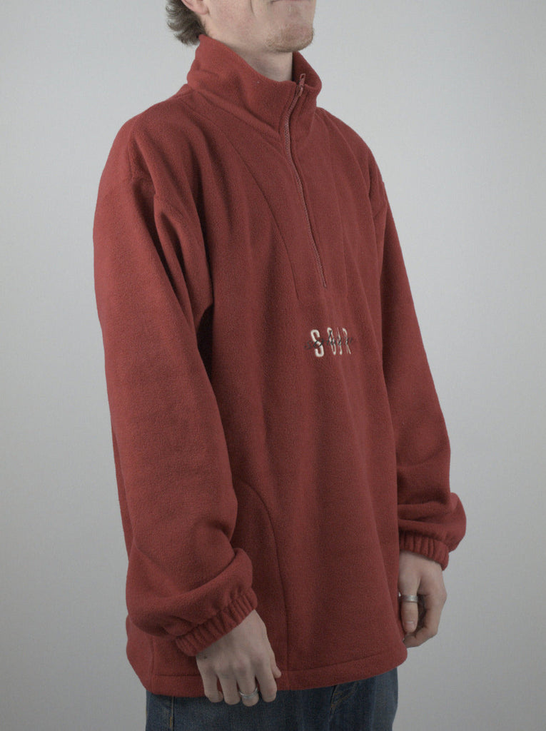 Sour solution - spot hunter - quarter zip fleece pull over - red burgundy fleece pullover
