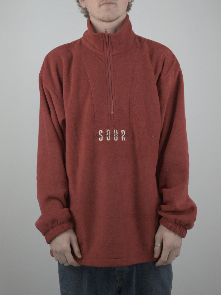 Sour solution - spot hunter - quarter zip fleece pull over - red maroon fleece pullover
