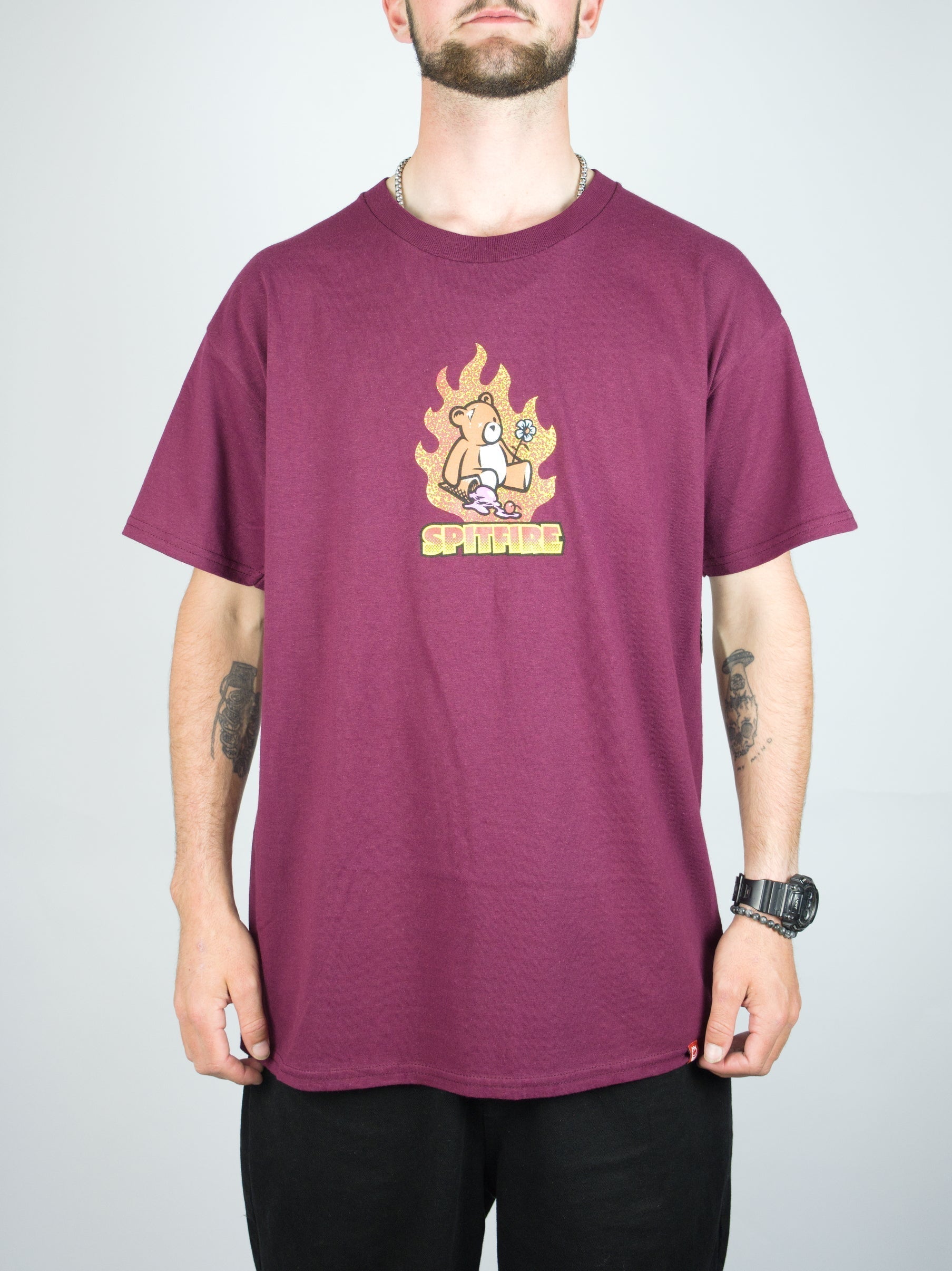 Spitfire wheels - lil beatdowns tee - maroon
