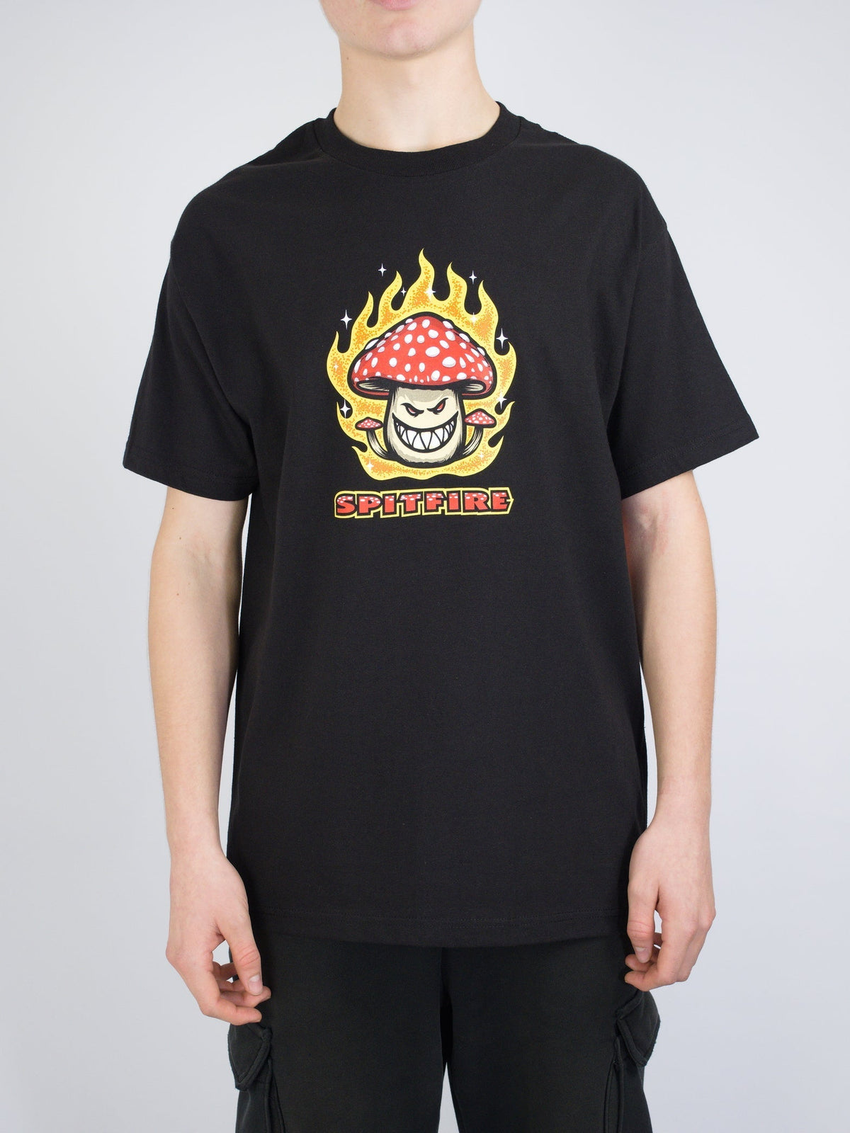 S spitfire wheels - mushroom big head tee - black last one size only