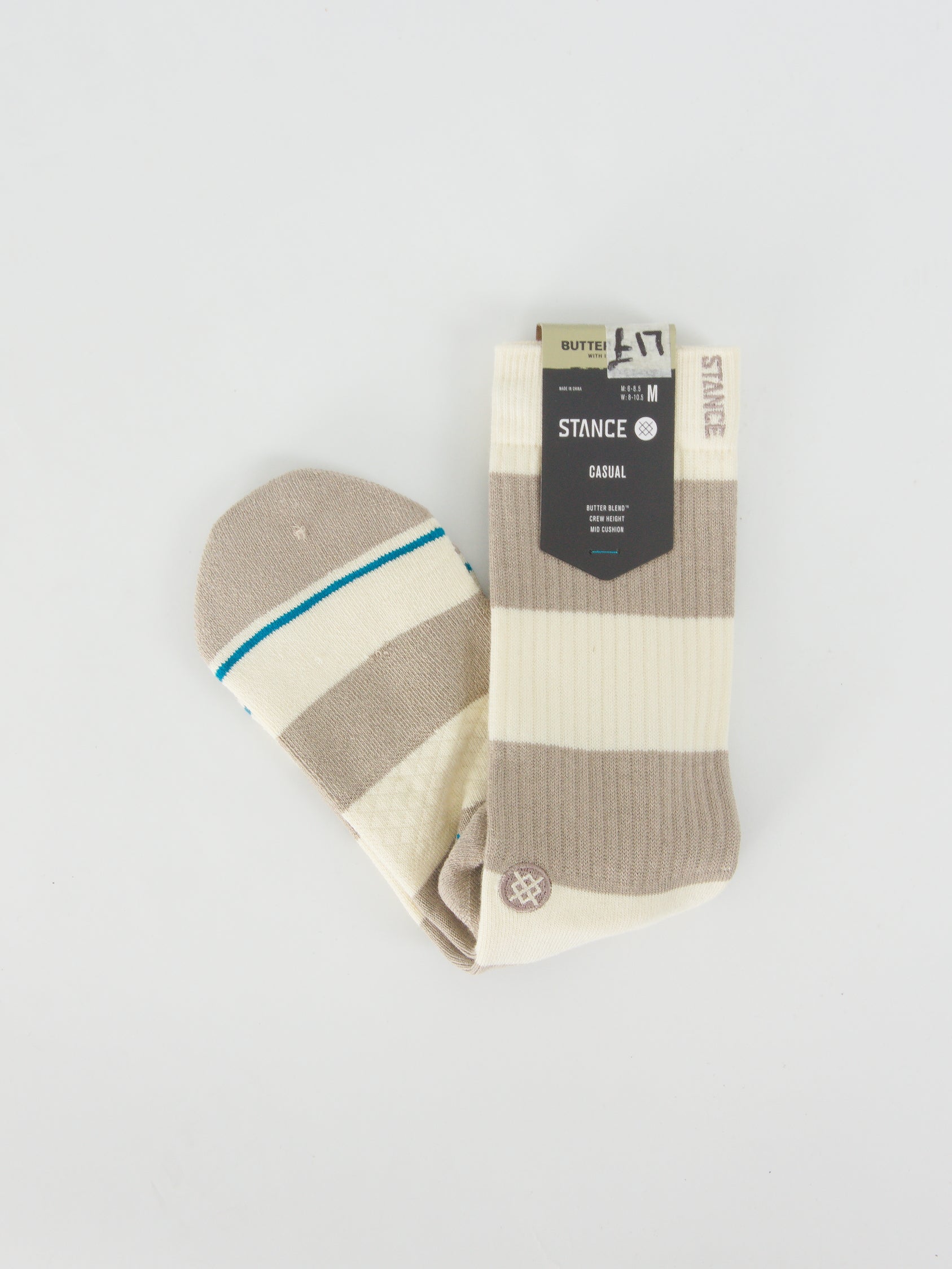 Stance - butter blend with infinknit stacked up socks - mid crew height - string grey