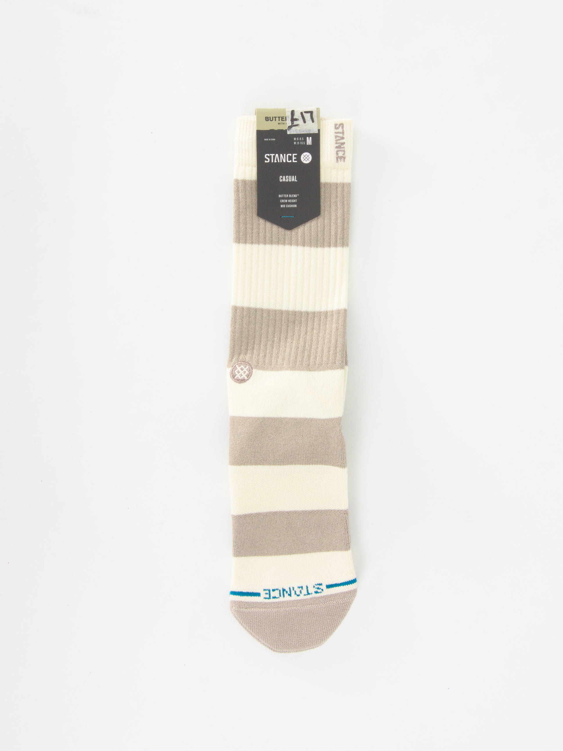 Stance - butter blend with infinknit stacked up socks - mid crew height - string grey