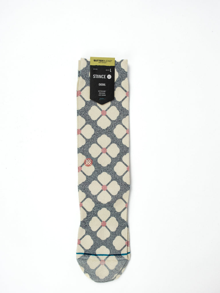 M 8uk - 11 uk stance - ceramic butter blend infiknit dress socks - vintage white patterned sock geometric
