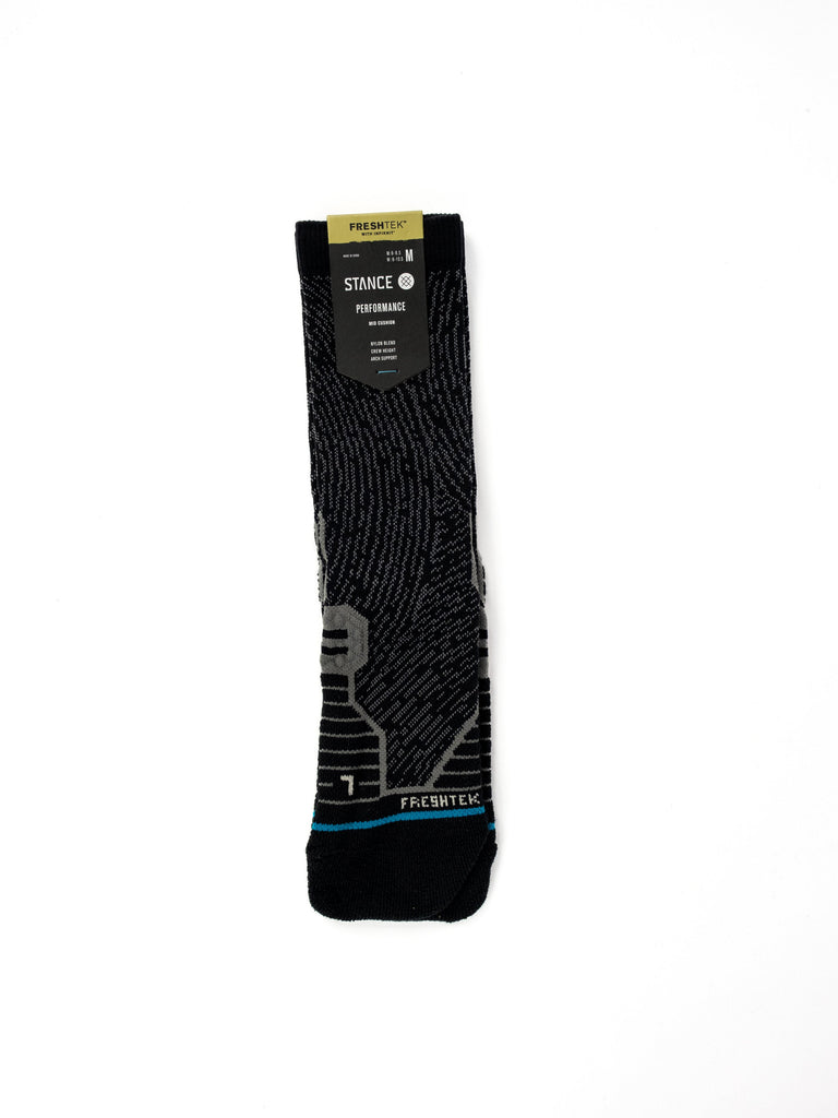 Black Stance Crops Infiknit Performance Socks featuring a fingerprint-like pattern