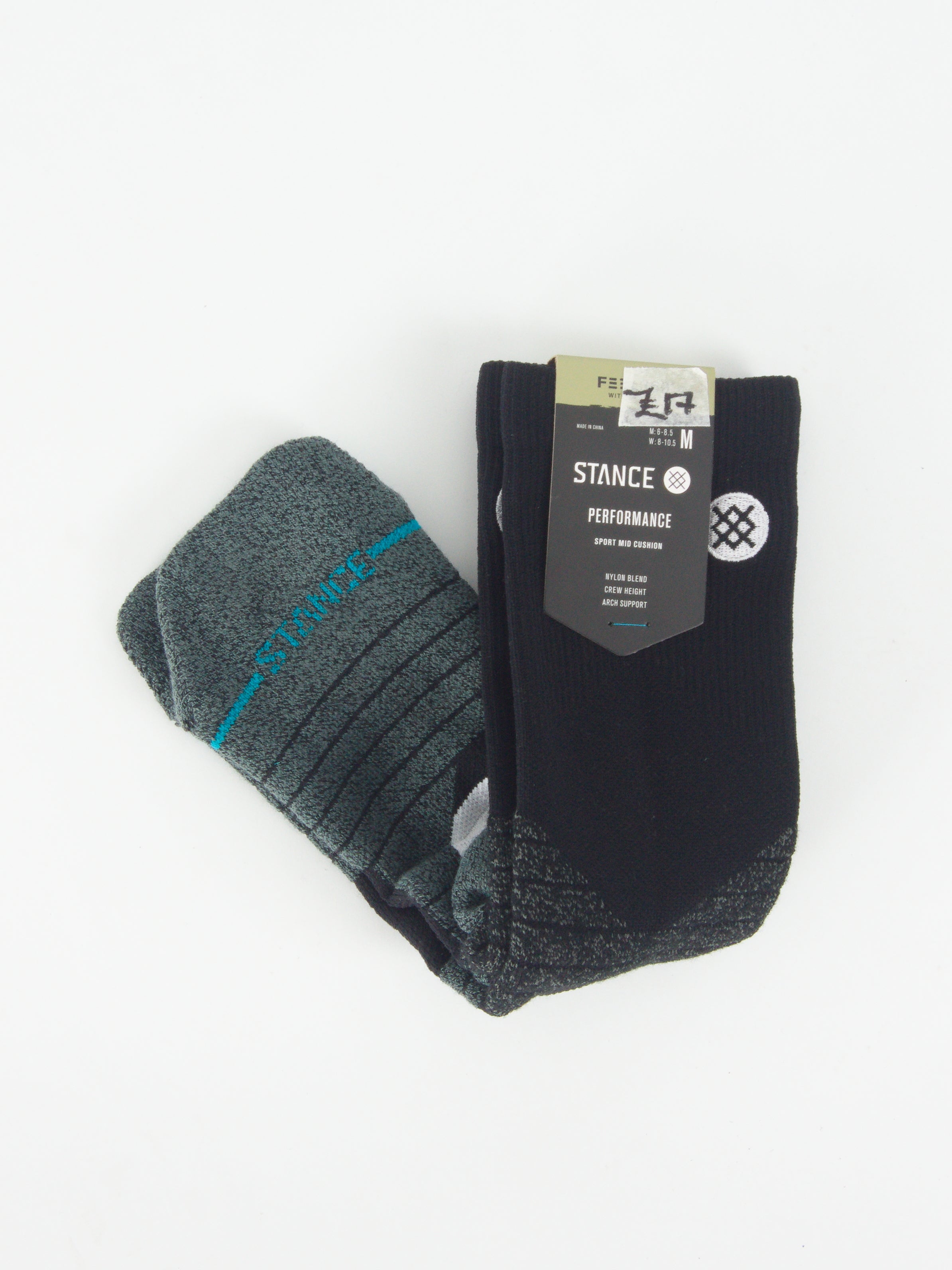 Stance - feel360 with infinknit icon sport socks - crew height - black