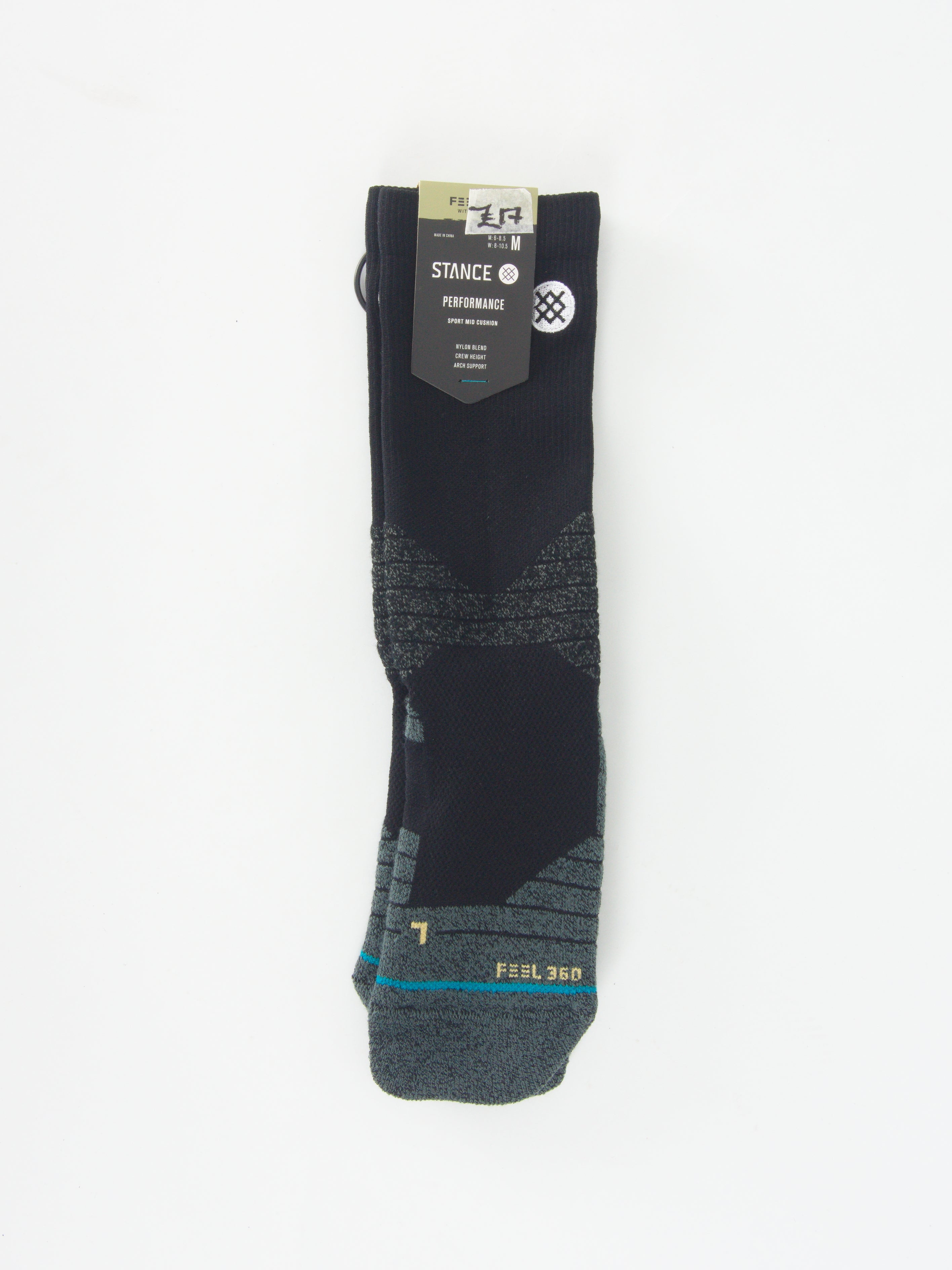 Stance - feel360 with infinknit icon sport socks - crew height - black