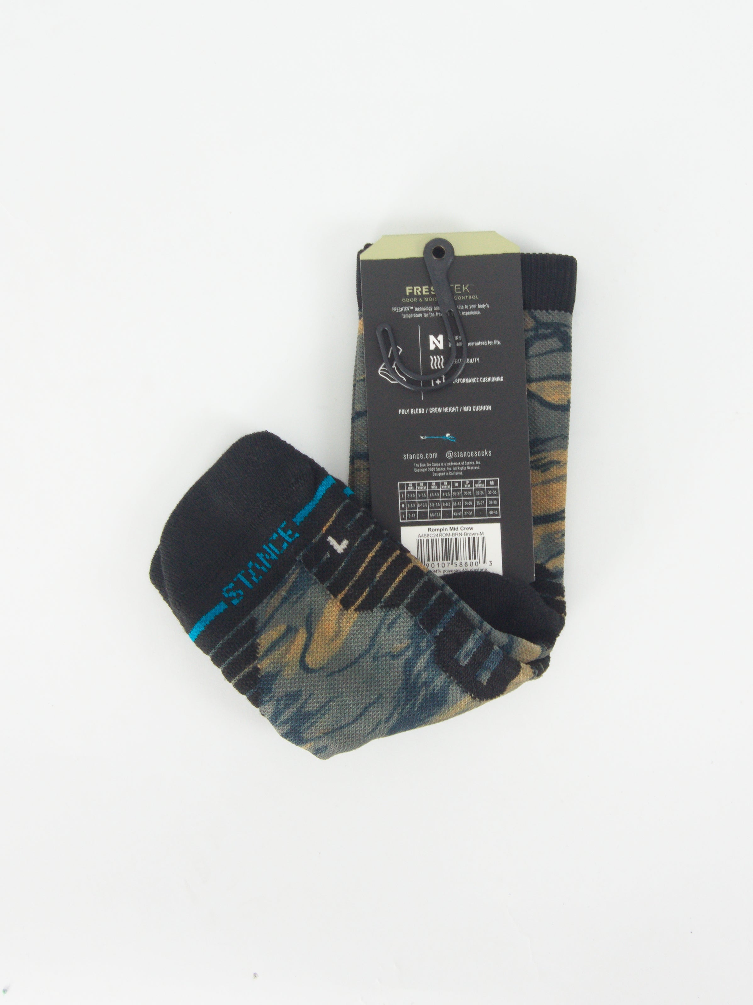 Stance - feel360 with infinknit rompin sport socks - mid crew height - brown camo
