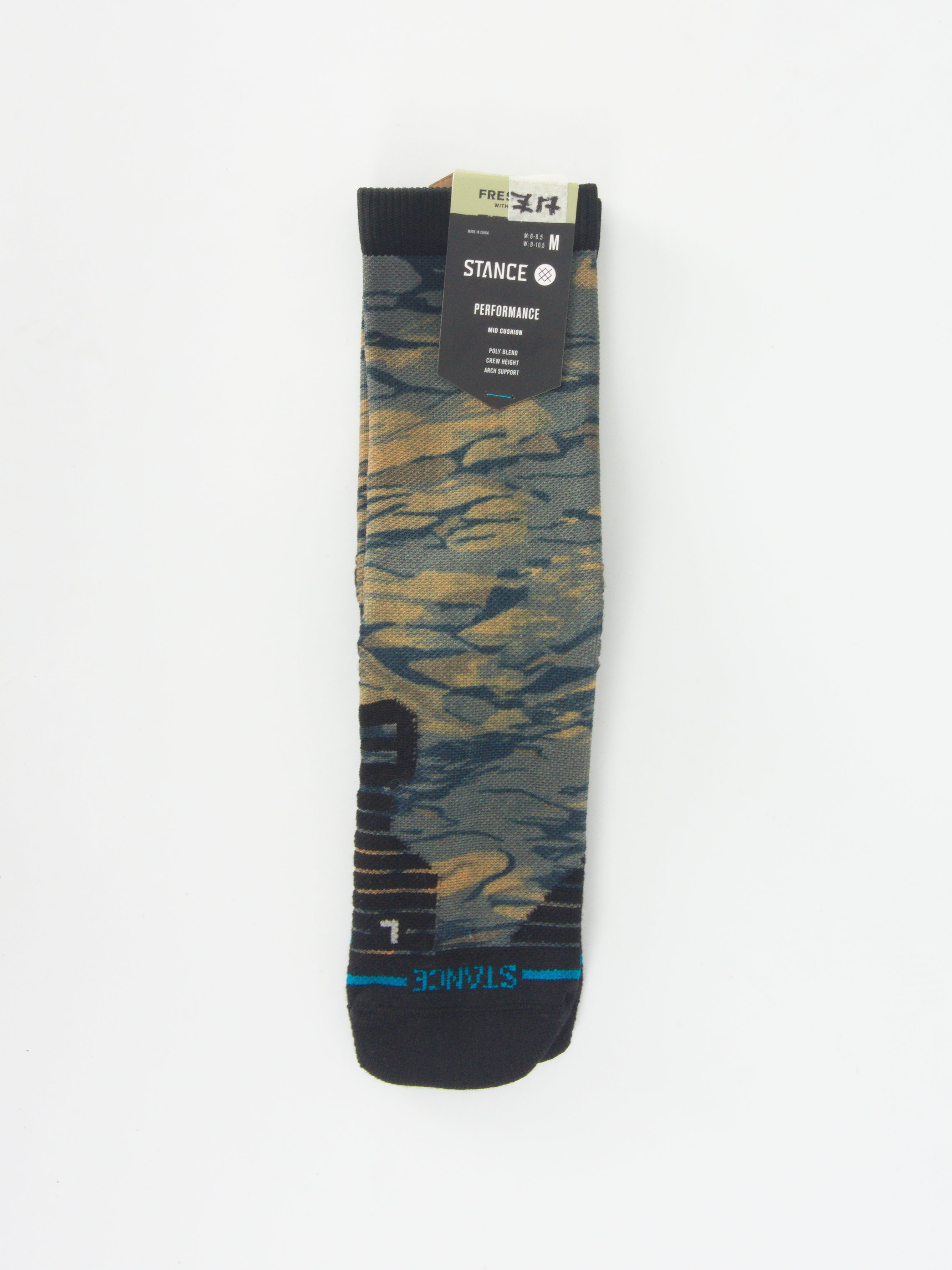 Stance - feel360 with infinknit rompin sport socks - mid crew height - brown camo