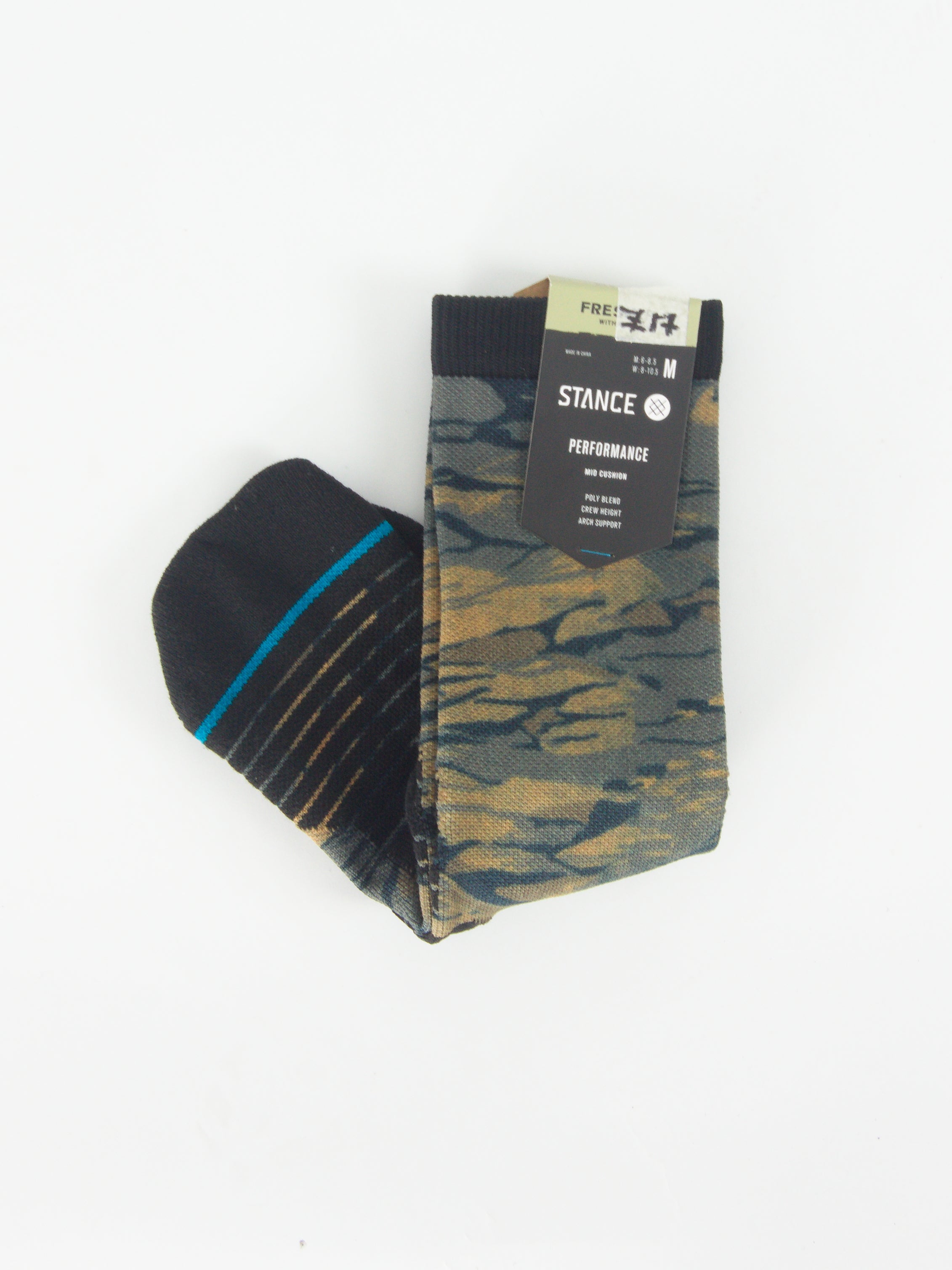 Stance - feel360 with infinknit rompin sport socks - mid crew height - brown camo