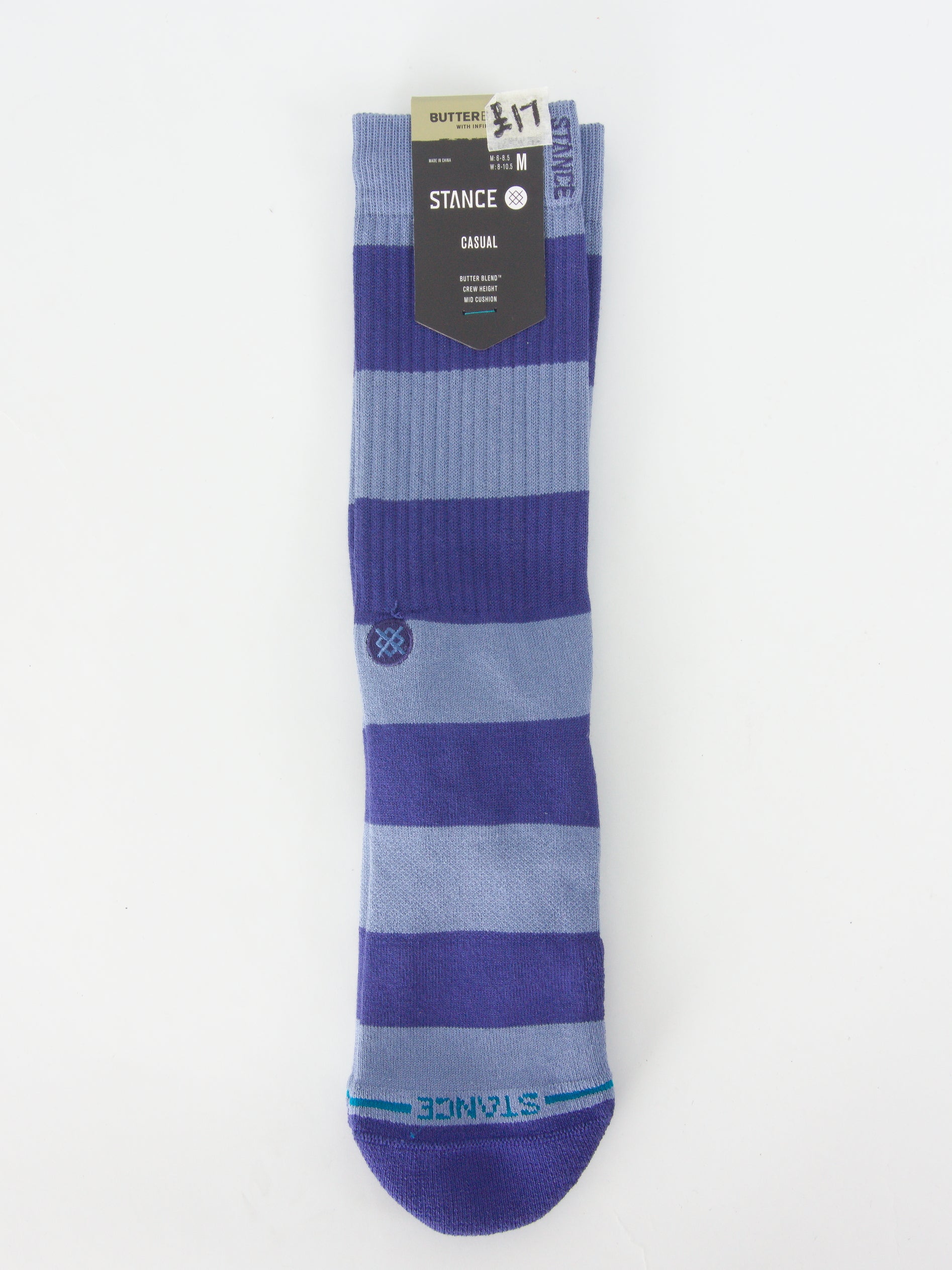 Stance feel360 with infinknit stacked up sport socks mid crew height indigo blue