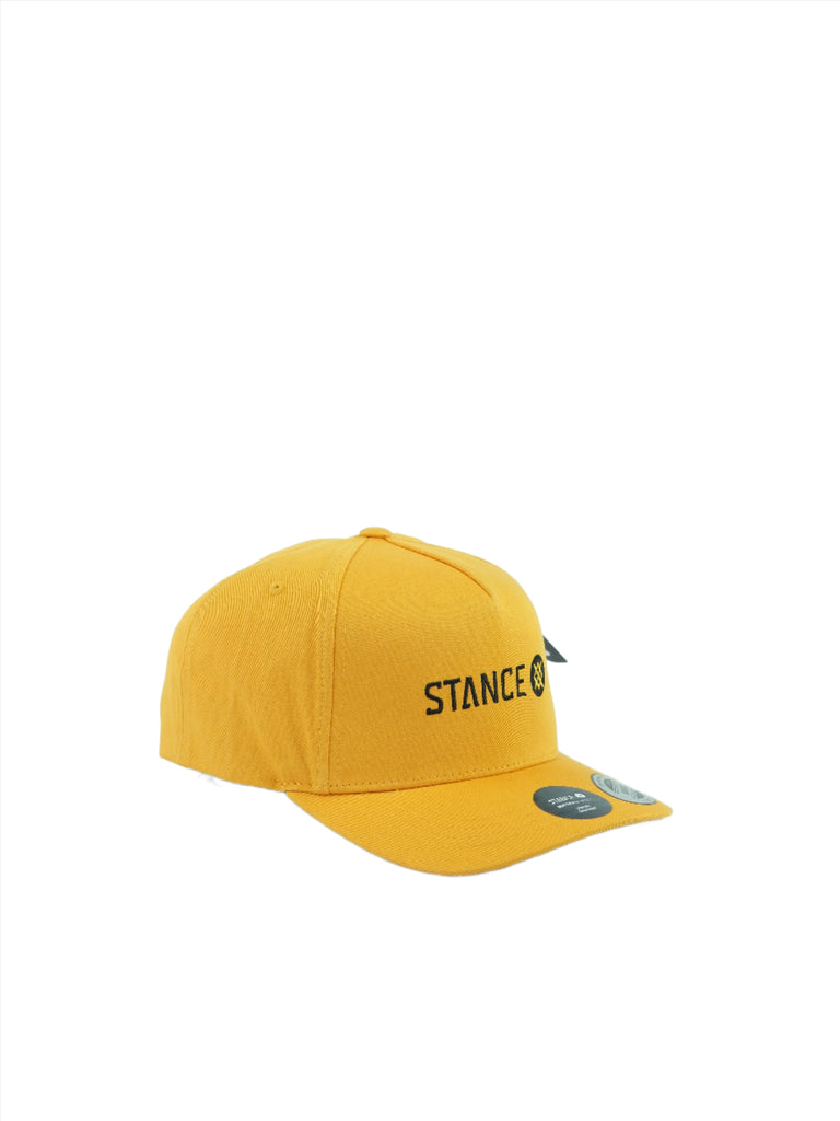 Yellow Stance Icon Snap Back cap featuring Stance text on the front from Grind Supply