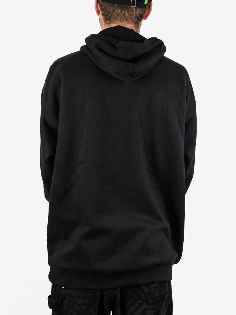 Back view of Studio Skateboards Dicey Heavyweight Hoodie in black color