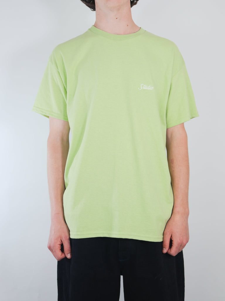 Light green Studio Skateboards Lovebirds T Shirt with small white logo on chest