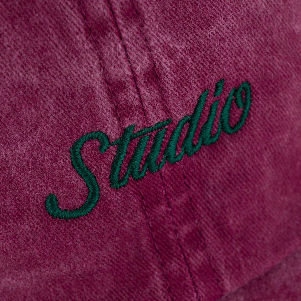 Studio - small script - 6 panel garment dyed - wine