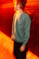 Studio - small script garment dyed crewneck - evergreen