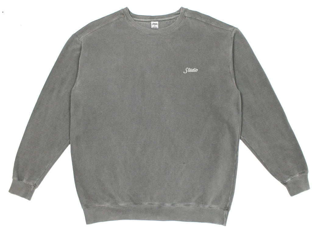 Studio - small script garment dyed crewneck - grey