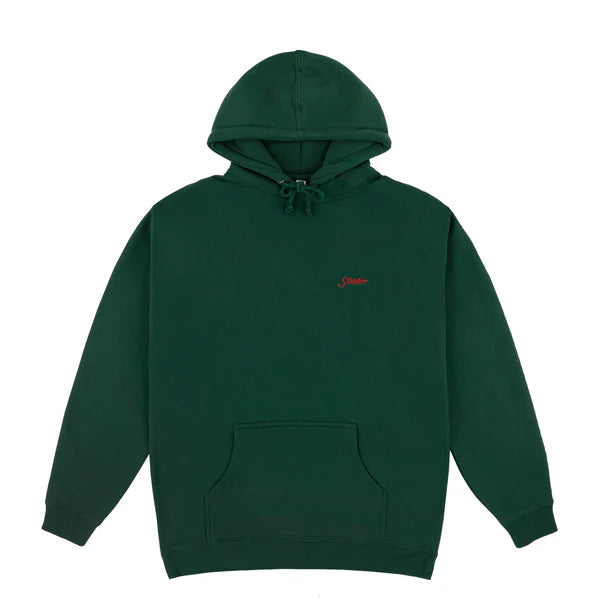 Studio - small script heavyweight hoodie - forest green