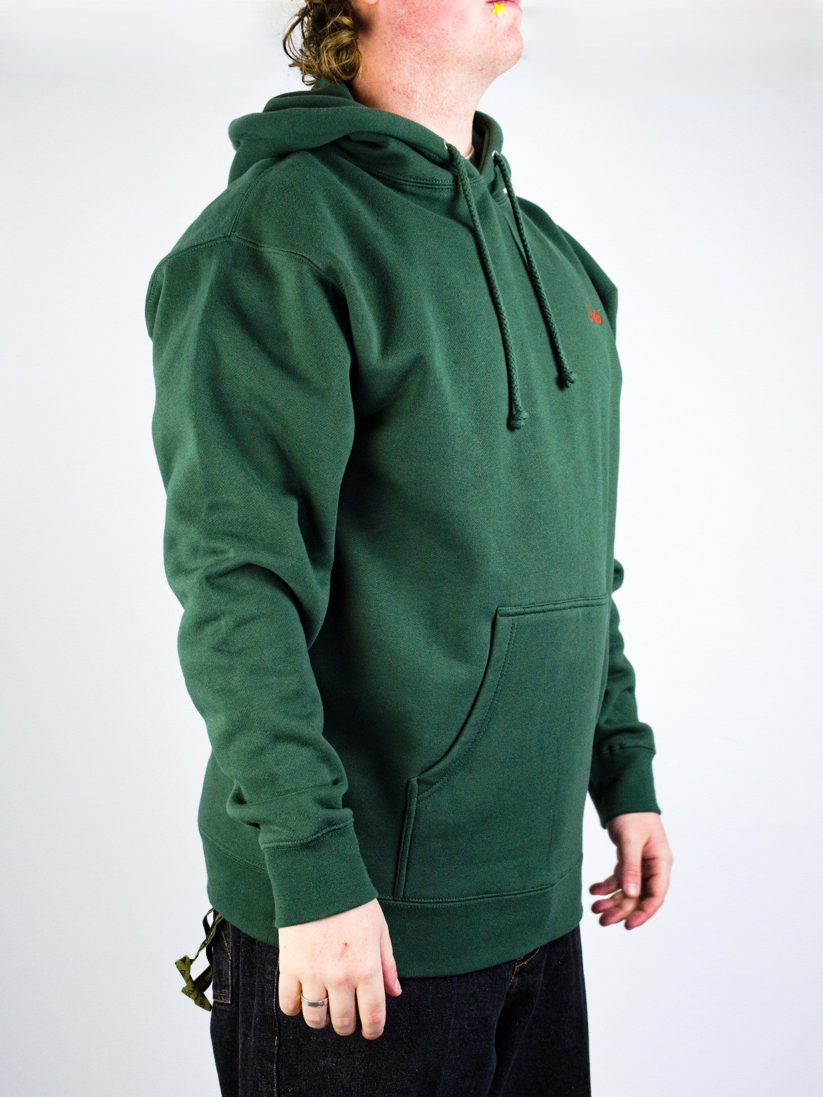 Studio - small script heavyweight hoodie - forest green