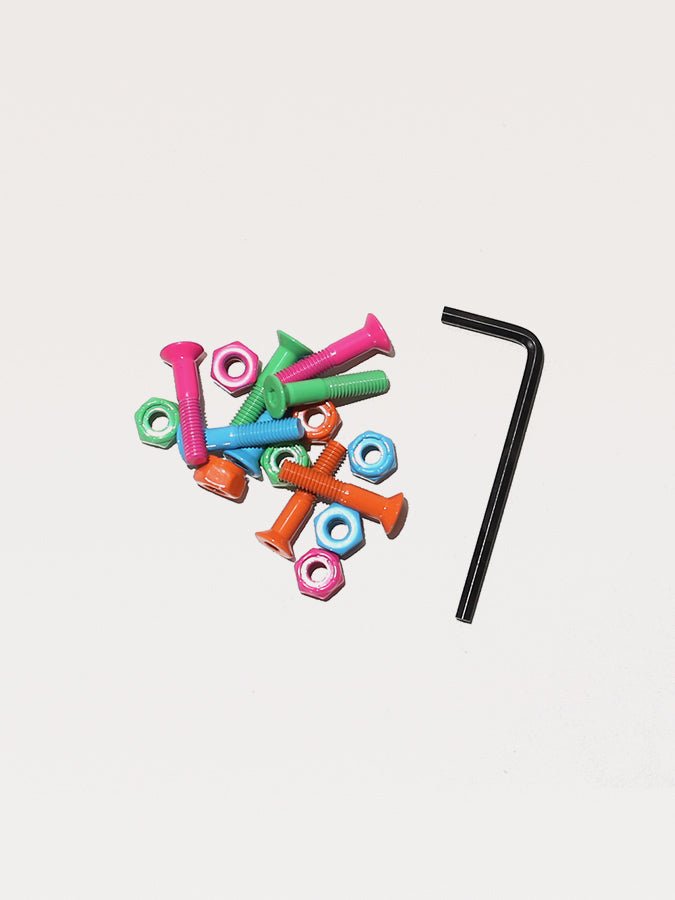 Sunday hardware - 7/8 allen - bolts - multi colour colorful plastic skateboard