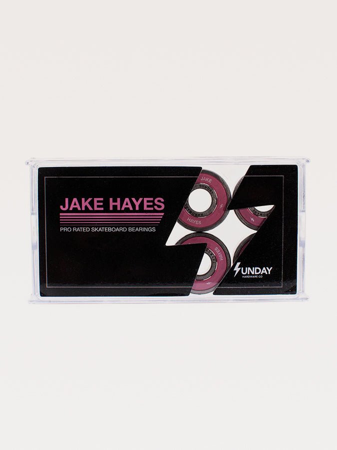 Jake Hayes Pro Shieldless skateboard bearings in Sunday Hardware packaging by Grind Supply