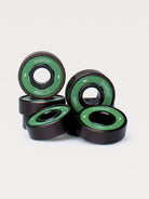 Sunday hardware - screamers - shieldless - abec 7 - bearings - grind supply co - bideford skateboard bearings green