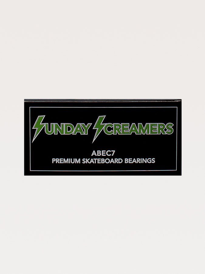 Logo for ’Sunday Screamers’ premium skateboard bearings brand.